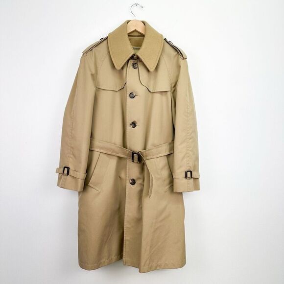 Eddie Bauer Women’s Vintage Goose Down Zip Out Lining Tan Wool Collar Trench Coa - Picture 1 of 16